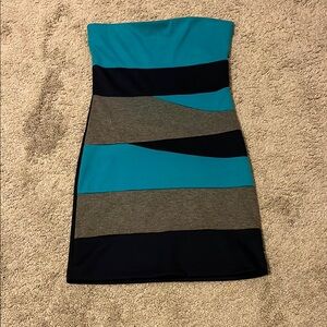 Colorblock Strapless Dress